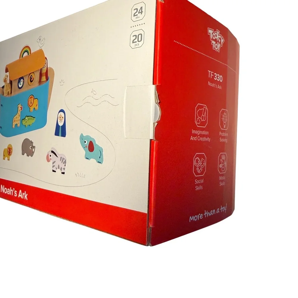Wooden Noah's Ark Playset Montessori Shape Sorter Toy with Storybook NEW‎ NIB
